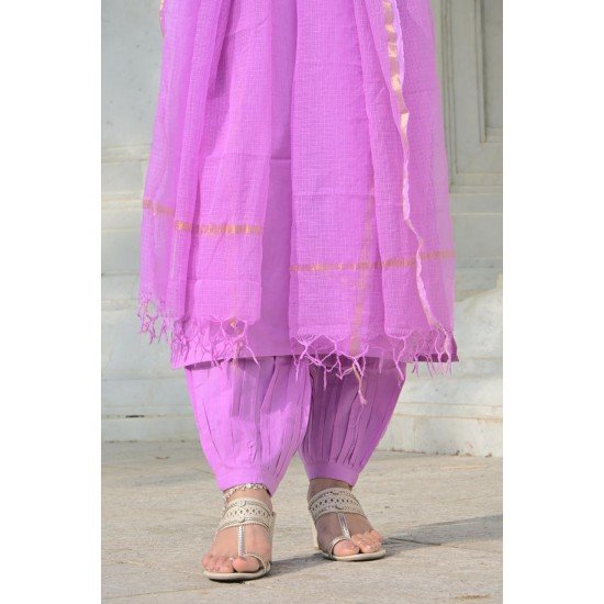 SOLID LAVENDER COTTON SUIT SET 