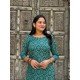 TEAL BANDHANI MOTIF LONG STRAIGHT KURTI