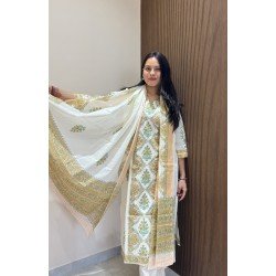 WHITE FLORAL COTTON SUIT SET 