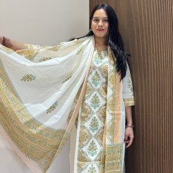 WHITE FLORAL COTTON SUIT SET 