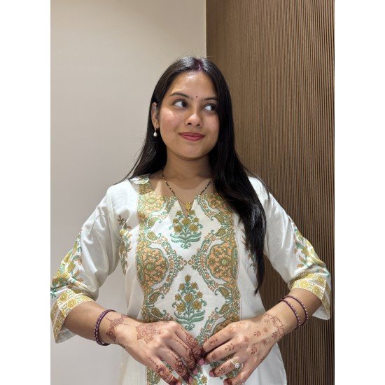WHITE FLORAL COTTON SUIT SET 
