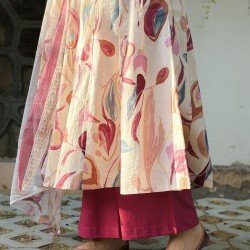 OFF WHITE PURPLE UMBRELLA GHER KURTI