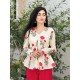 RED FLOWER BOOTA CLAIRE TOP