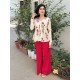 RED FLOWER BOOTA CLAIRE TOP
