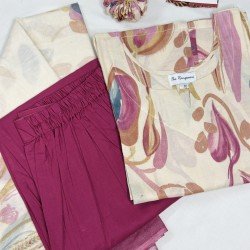 BEIGE MAUVE FLORAL SUIT SET 