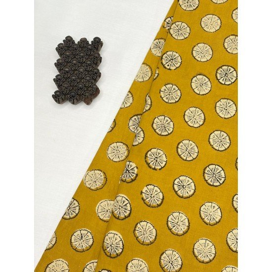 MUSTARD MOTIF BAGRU HANDBLOCK LONG STRAIGHT KURTI