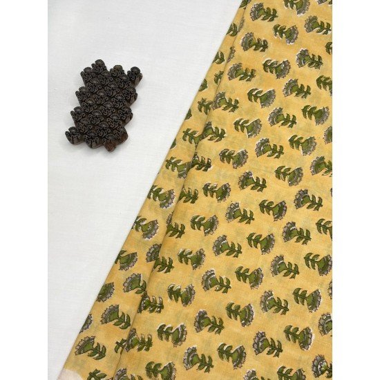 YELLOW MOTIF HANDBLOCK VEST TOP