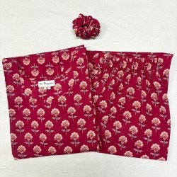 PINK FLOWER MOTIF KURTA BOTTOM SET