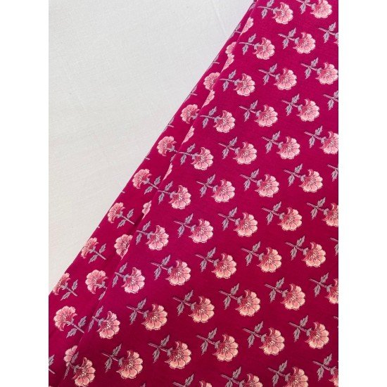 PINK FLOWER MOTIF SHORT STRAIGHT KURTI