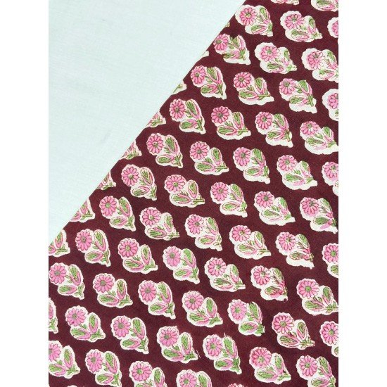 MAROON MOTIF HANDBLOCK SHORT STRAIGHT KURTI