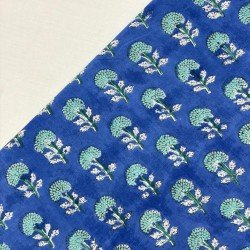 BLUE MOTIF HANDBLOCK SHORT STRAIGHT KURTI