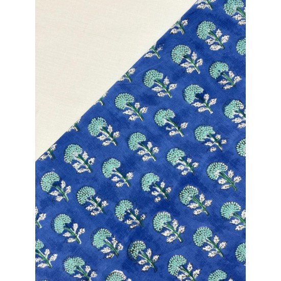 BLUE MOTIF HANDBLOCK SHORT STRAIGHT KURTI