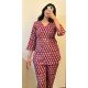 MAROON MOTIF HANDBLOCK NIGHT SET