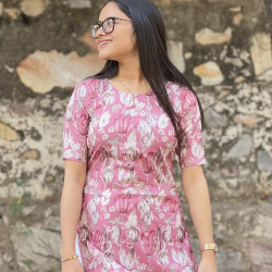 MAUVE FLORAL GOLDEN FOIL LONG STRAIGHT KURTI