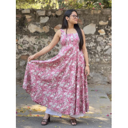 MAUVE FLORAL GOLDEN FOIL UMBRELLA GHER KURTI