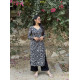 BLACK FLORAL GOLDEN FOIL LONG STRAIGHT KURTI