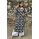 BLACK FISH MOTIF LONG STRAIGHT KURTI