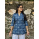 INDIGO FLORALS MOTIF SHORT STRAIGHT KURTI