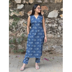 INDIGO KURTA BOTTOM SET