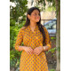 MUSTARD LITTLE MOTIF LONG STRAIGHT KURTI