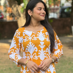 YELLOW ORCHID LONG STRAIGHT KURTI