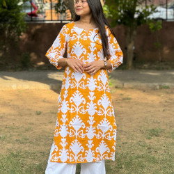 YELLOW ORCHID LONG STRAIGHT KURTI