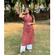 MAROON HAATHI PRINT LONG STRAIGHT KURTI