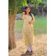 YELLOW LEAF GOLDEN FOIL LONG STRAIGHT KURTI