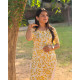 YELLOW LEAF GOLDEN FOIL LONG STRAIGHT KURTI