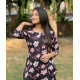 BLACK FLORAL LONG STRAIGHT KURTI