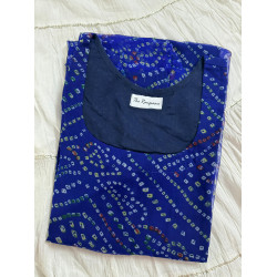 BLUE BANDHEJ GORGETTE LONG STRAIGHT KURTI