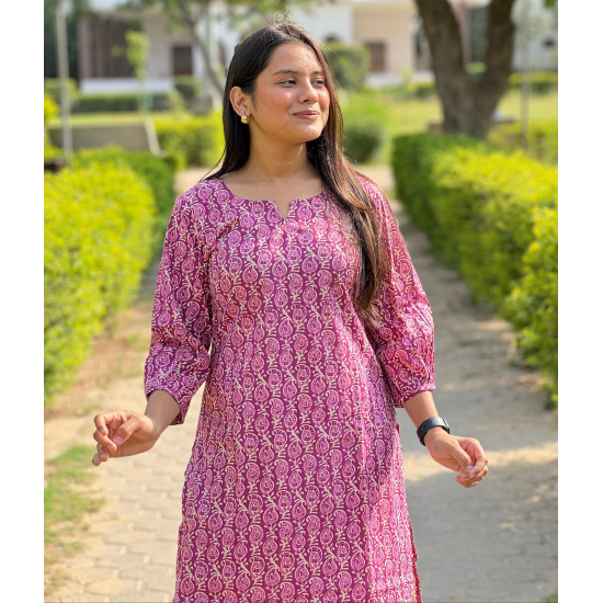 PURPLE PAISELY MOTIF KURTA PANT SET