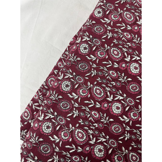 MAROON LITTLE FLORAL THICK COTTON NIGHT SET