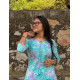 LIGHT FEROZI FLOWER MOTIF LONG STRAIGHT KURTI