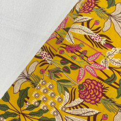 BRIGHT YELLOW FLORAL PRINT KURTA BOTTOM SET