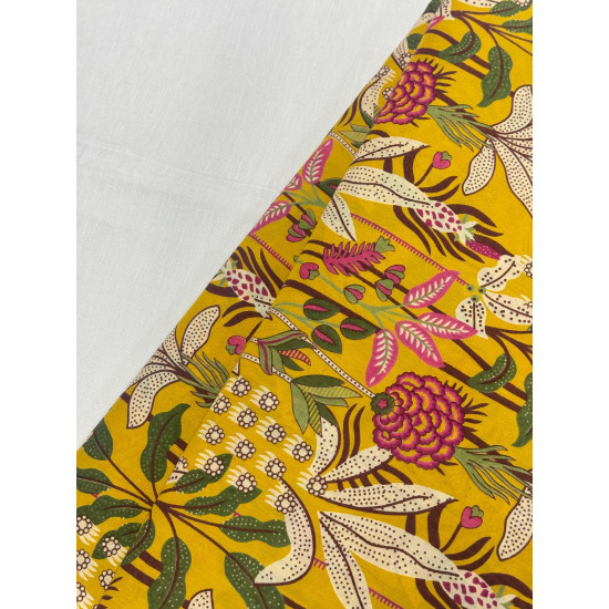 BRIGHT YELLOW FLORAL PRINT SHORT STRAIGHT KURTI