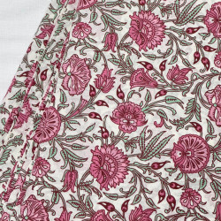 WHITE PINK FLORAL MOTIFS A LINE KURTI 