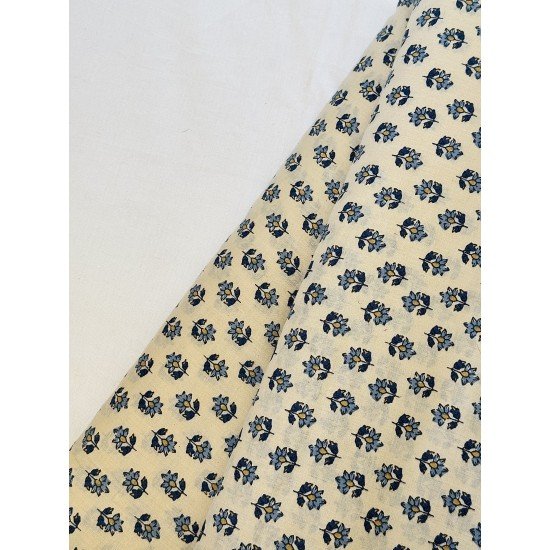 BLUE LITTLE FLORAL MOTIF SHORT A LINE TOP BLUE LITTLE FLORAL MOTIF SHORT A LINE TOP