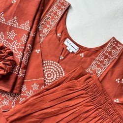 RUST BANDHEJ SUIT SET 