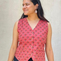 DARK PEACH LITTLE MOTIFS VEST TOP