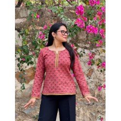 INDIGO LITTLE MOTIFS SUPER SHORT STRAIGHT KURTI 