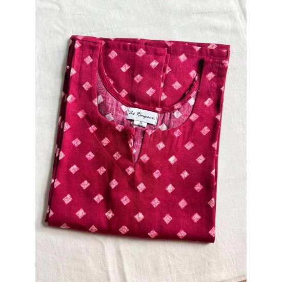 DARK MAUVE PINK BANDHANI JAAM COTTON LONG STRAIGHT KURTI DARK MAUVE PINK BANDHANI JAAM COTTON LONG STRAIGHT KURTI