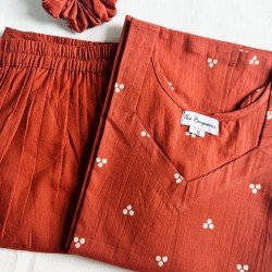 RUST MOTIFS KURTA BOTTOM SET