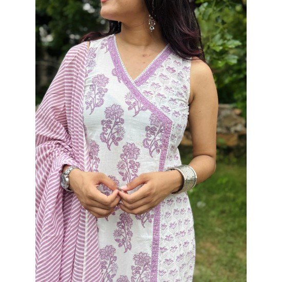 LILAC LACE WORK SUIT SET