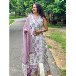 LILAC LACE WORK SUIT SET