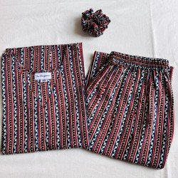BLUE MAROON STRIPES KURTA BOTTOM SET