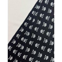 BLACK LITTLE LOTUS MOTIF SUPER SHORT STRAIGHT KURTI 