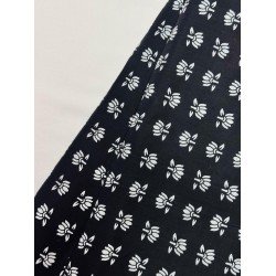 BLACK LITTLE LOTUS MOTIF SUPER SHORT STRAIGHT KURTI 