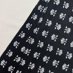 BLACK LITTLE LOTUS MOTIF SUPER SHORT STRAIGHT KURTI 