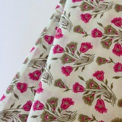 CREAM PINK FLOWER MOTIF NIGHT SET